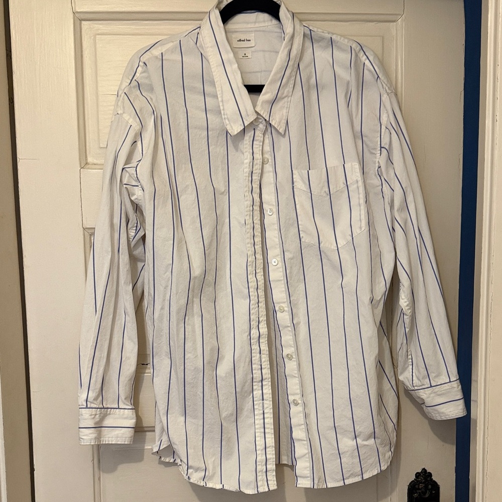 Wilfred White Shirt with Blue Stripes